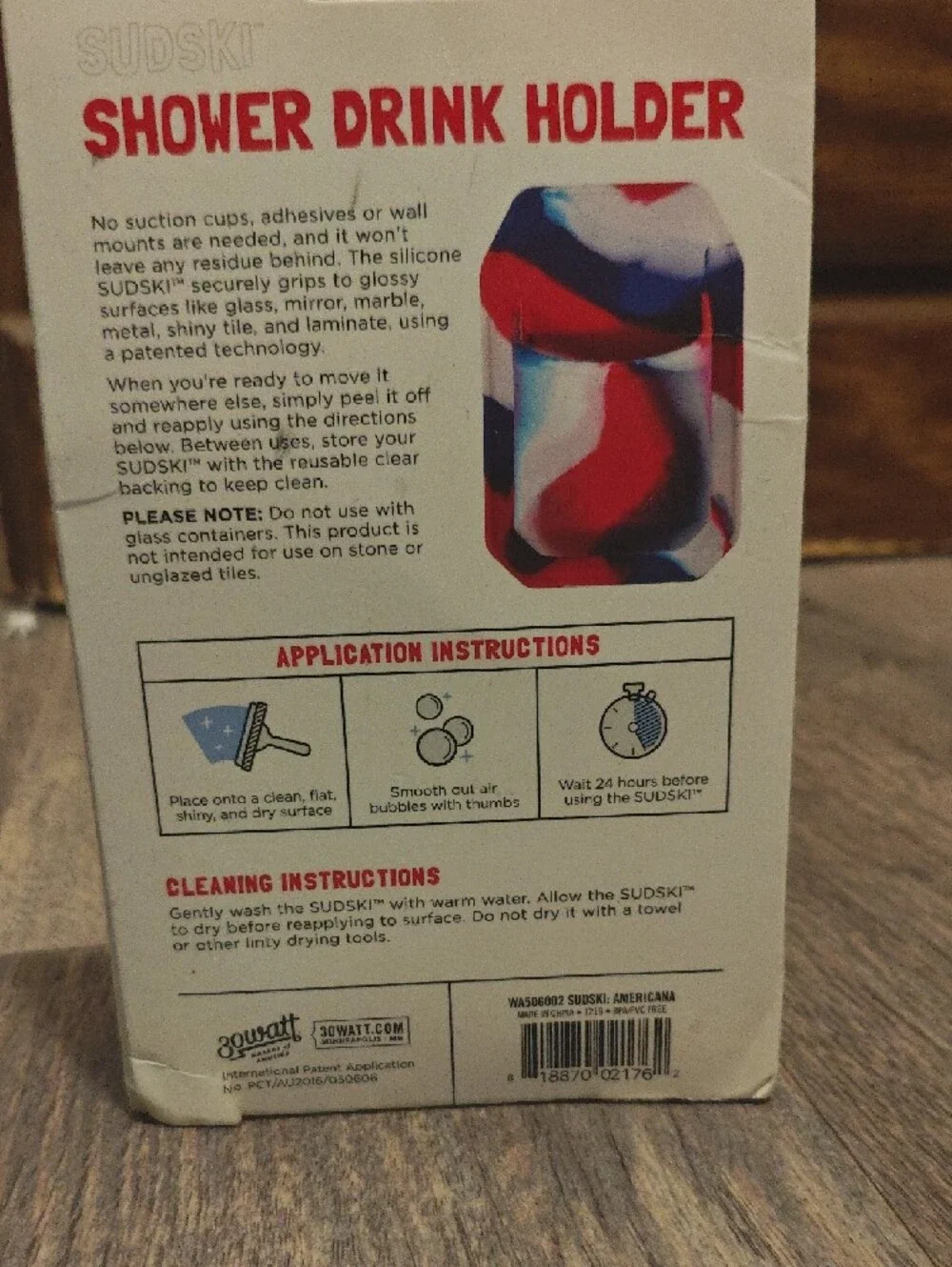 Silicone Shower Drink Holder - Blue and Red Suction Cup Organizer